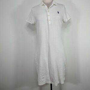 Polo Ralph Lauren White Shirt Dress Classic Nautical Jersey Women's Sz M